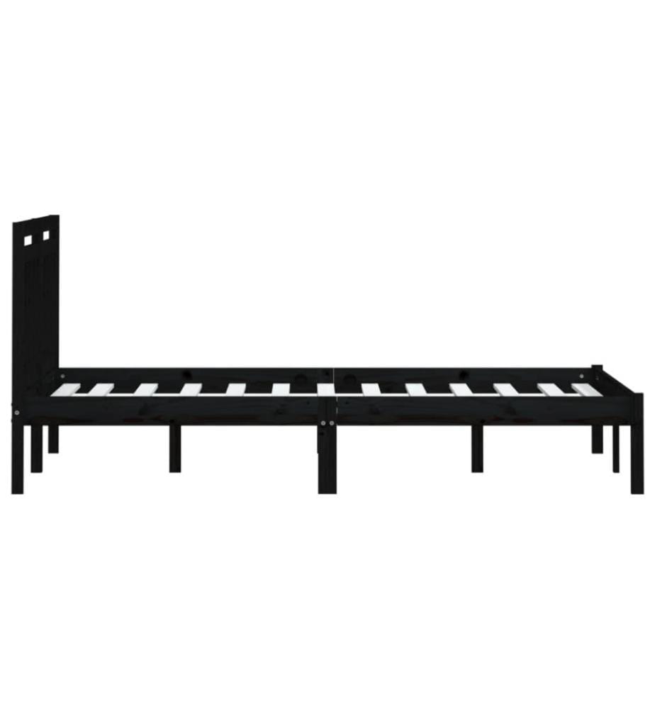 Cadre de lit Noir Bois de pin massif 200x200 cm