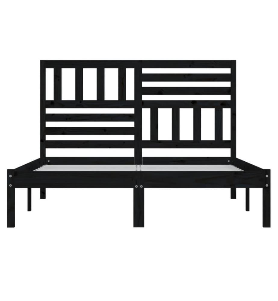 Cadre de lit Noir Bois de pin massif 140x190 cm