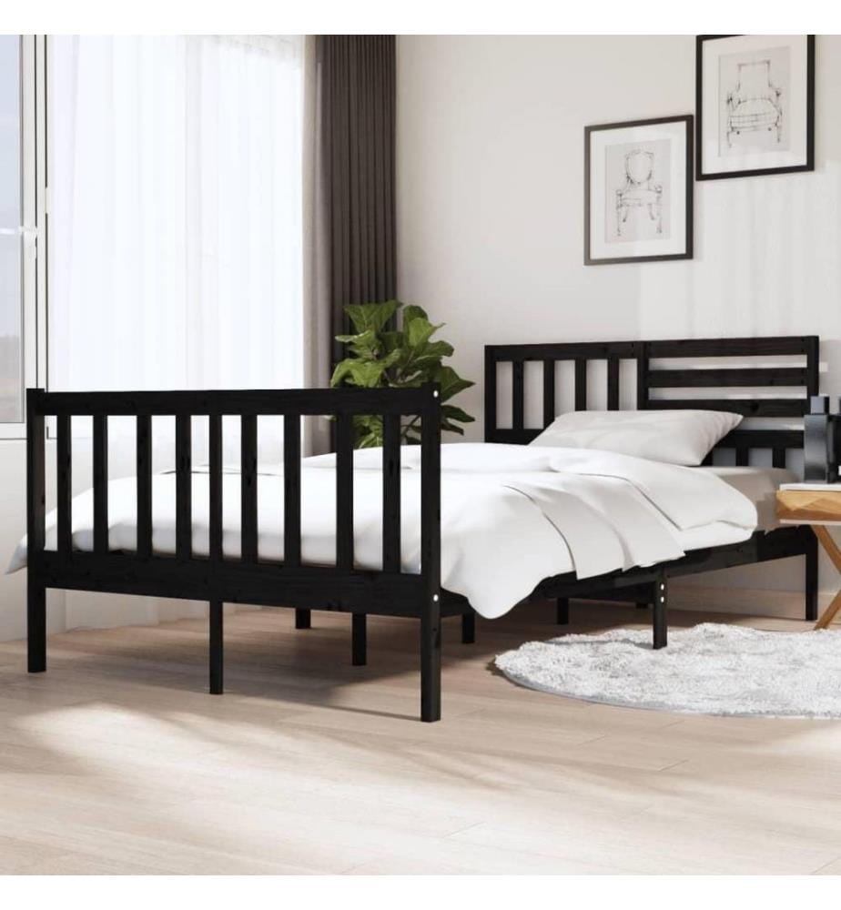 Massivholzbett Schwarz 140x190 cm