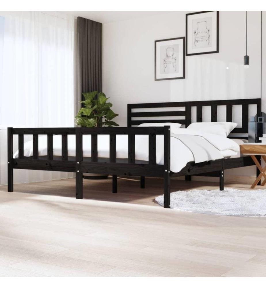 Massivholzbett Schwarz 200x200 cm