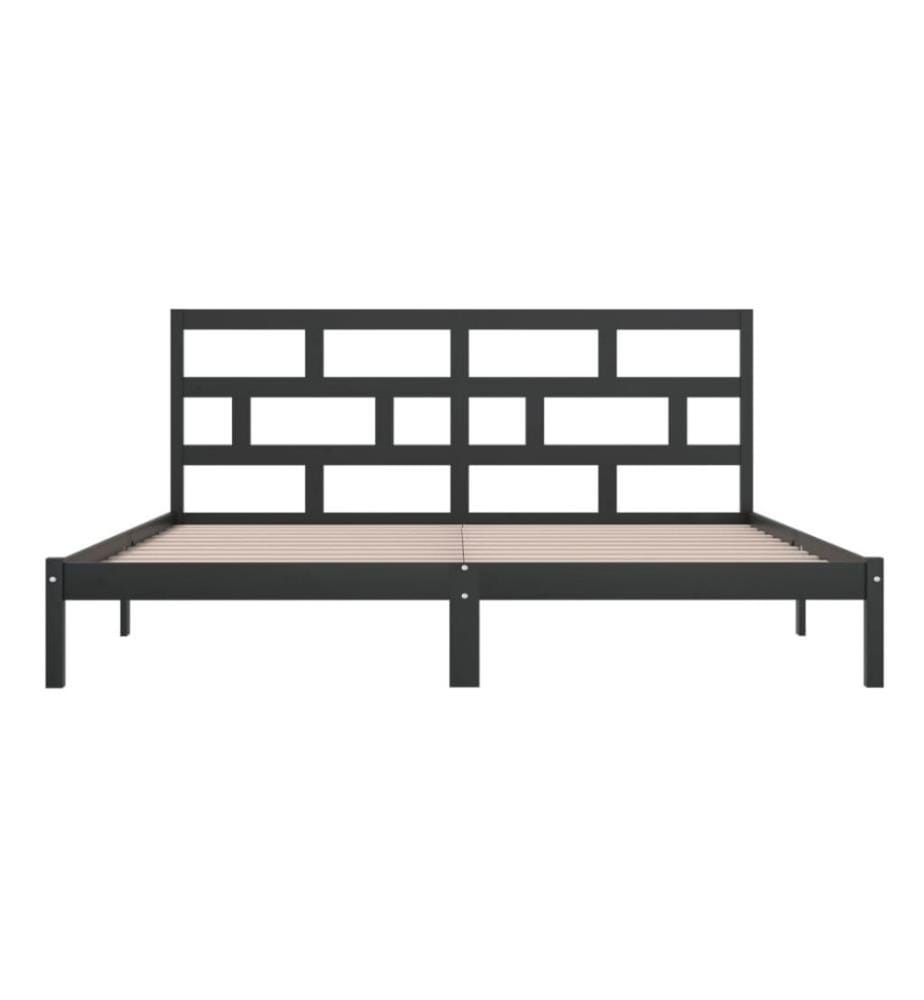 Cadre de lit Noir Bois de pin massif 200x200 cm