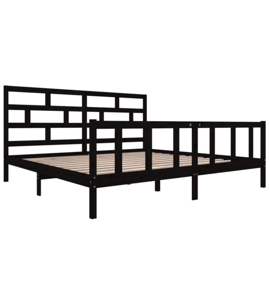 Cadre de lit Noir Bois de pin massif 200x200 cm