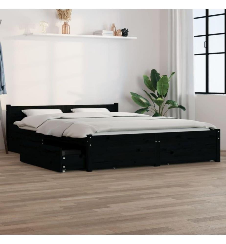 Bett mit Schubladen Schwarz 135x190 cm 4FT6 Double
