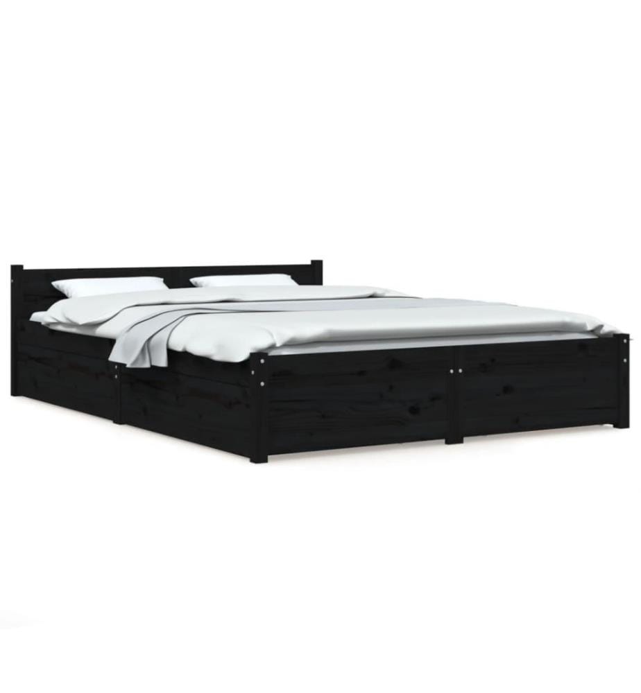 Bett mit Schubladen Schwarz 135x190 cm 4FT6 Double