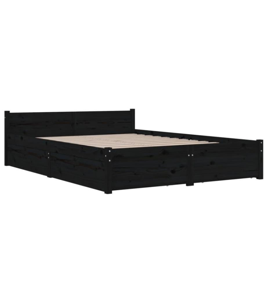 Bett mit Schubladen Schwarz 135x190 cm 4FT6 Double