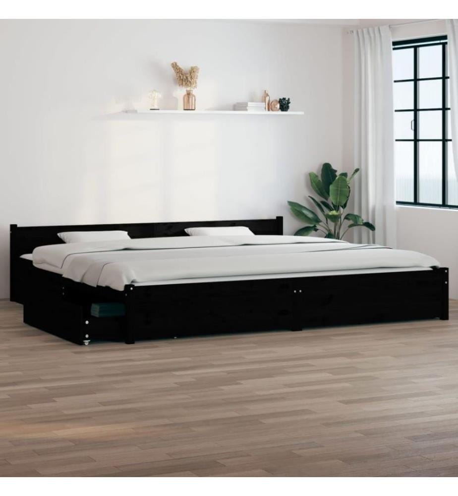Bett mit Schubladen Schwarz 180x200 cm 6FT Super King