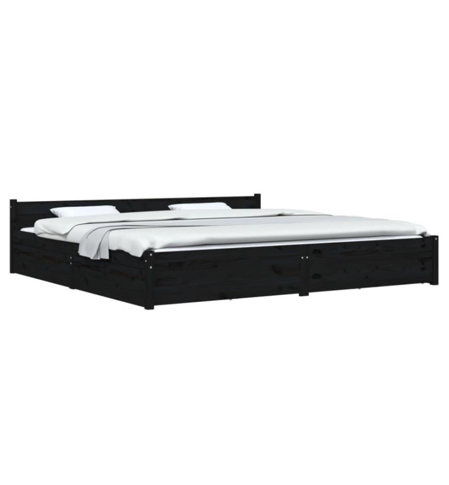 Bett mit Schubladen Schwarz 180x200 cm 6FT Super King