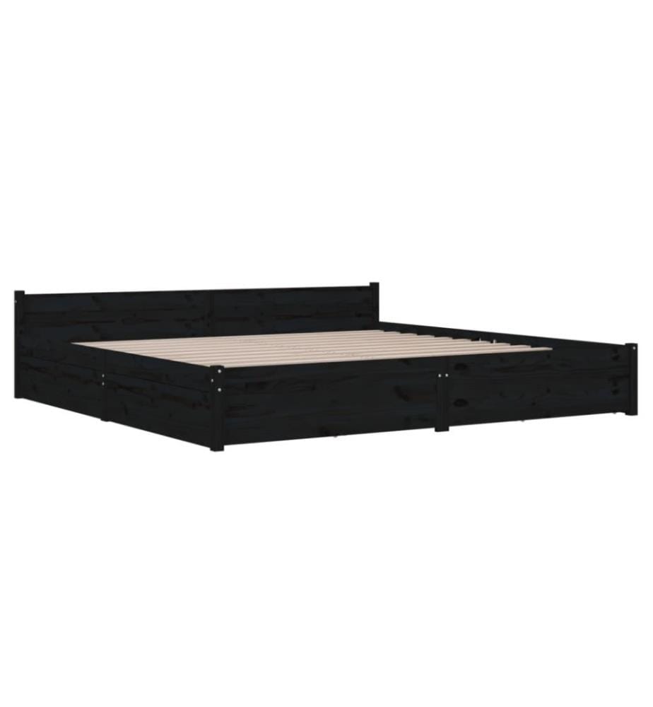Bett mit Schubladen Schwarz 180x200 cm 6FT Super King