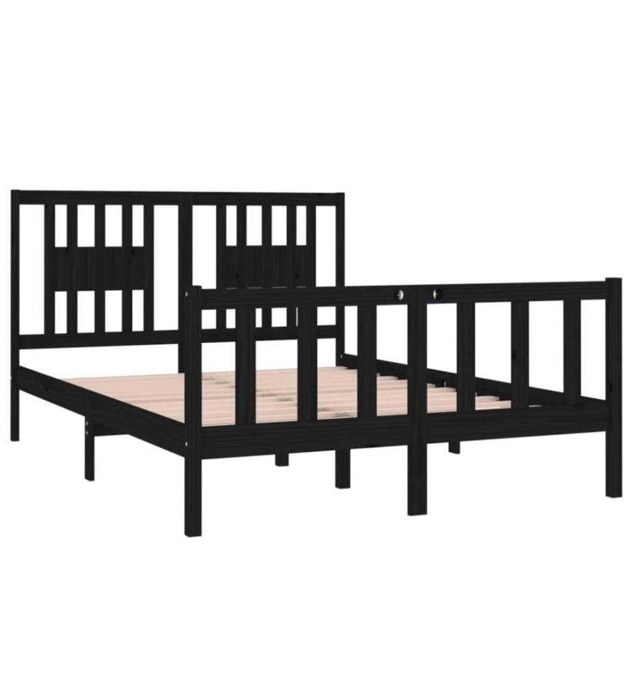 Massivholzbett Schwarz 135x190 cm 4FT6 Double