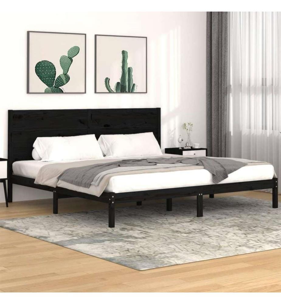 Massivholzbett Schwarz Kiefer 200x200 cm
