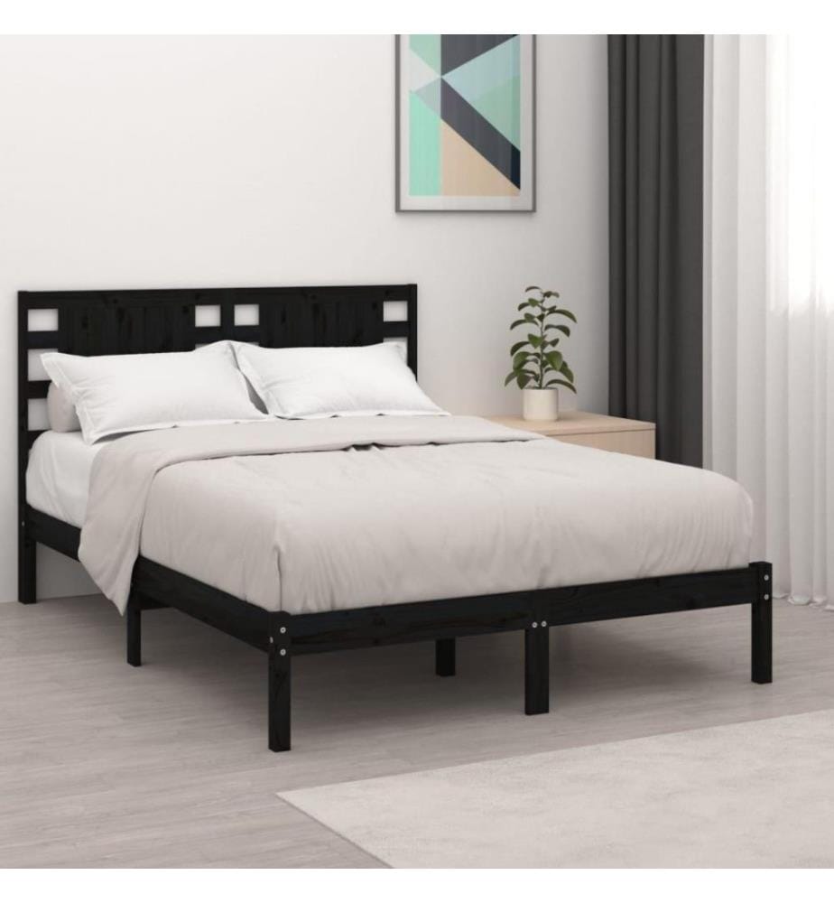 Massivholzbett Schwarz Kiefer 200x200 cm
