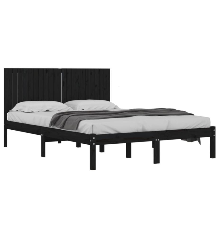 Cadre de lit Noir Bois de pin massif 200x200 cm