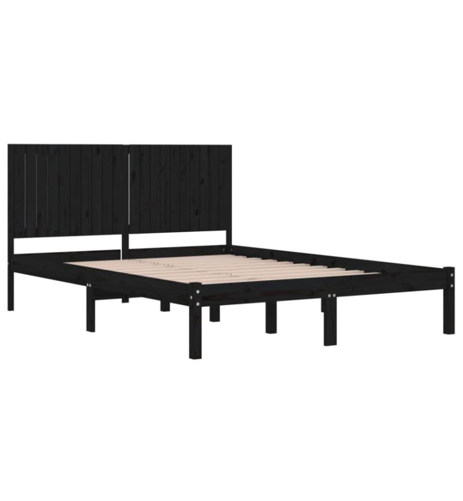 Cadre de lit Noir Bois de pin massif 200x200 cm