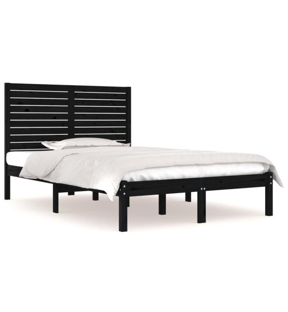 Massivholzbett Schwarz 135x190 cm 4FT6 Double