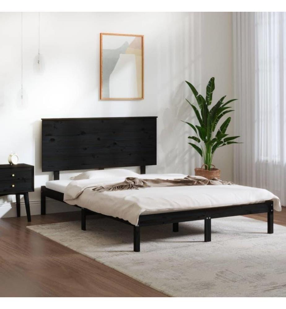 Massivholzbett Schwarz 135x190 cm 4FT6 Double