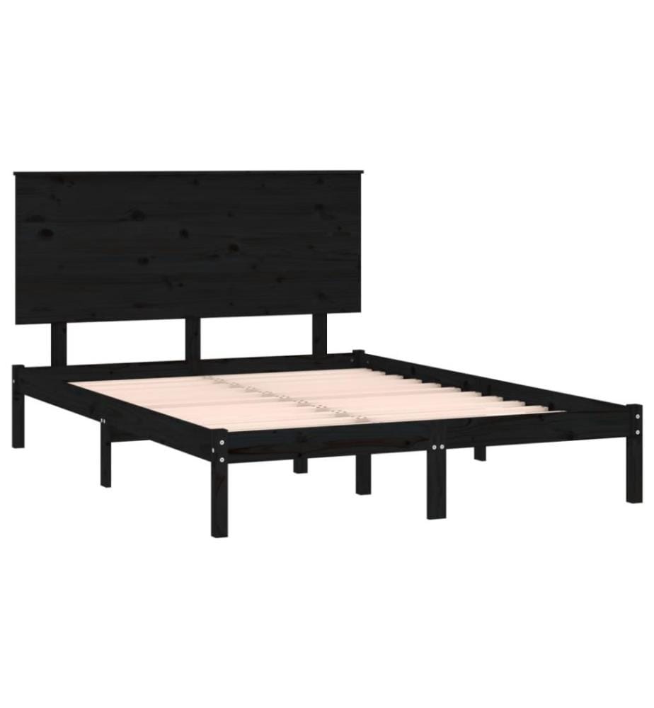 Massivholzbett Schwarz 135x190 cm 4FT6 Double