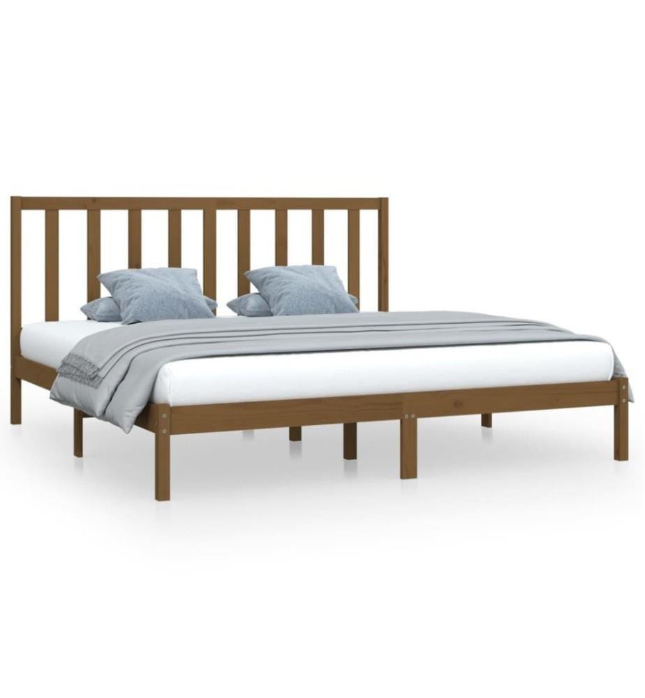 Cadre de lit Marron miel Bois de pin massif 200x200 cm