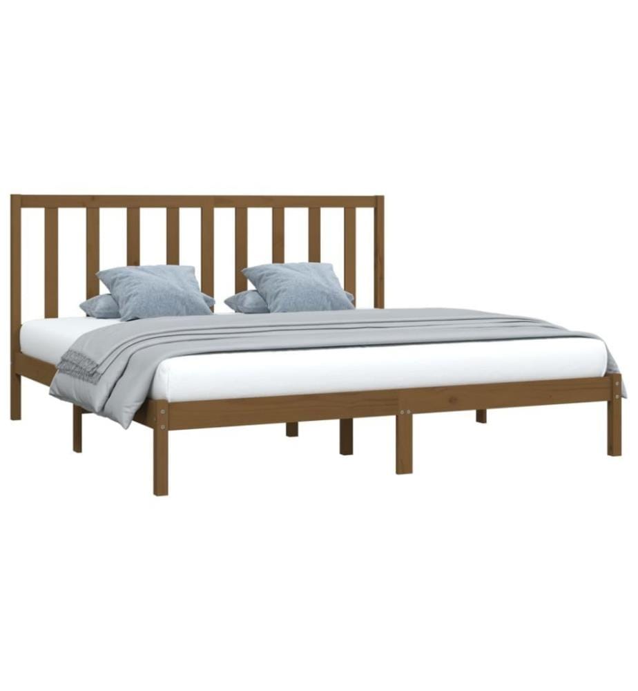 Cadre de lit Marron miel Bois de pin massif 200x200 cm