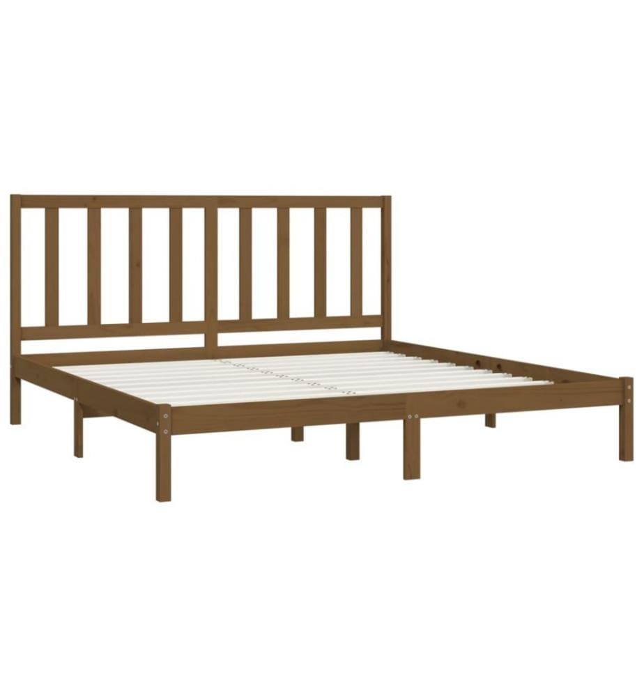 Cadre de lit Marron miel Bois de pin massif 200x200 cm