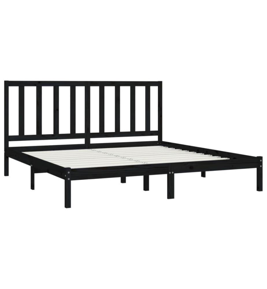 Cadre de lit Noir Bois de pin massif 200x200 cm