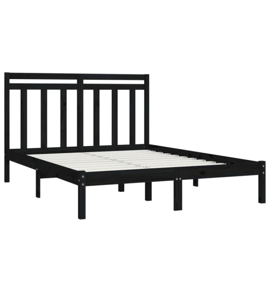 Massivholzbett Schwarz 140x190 cm