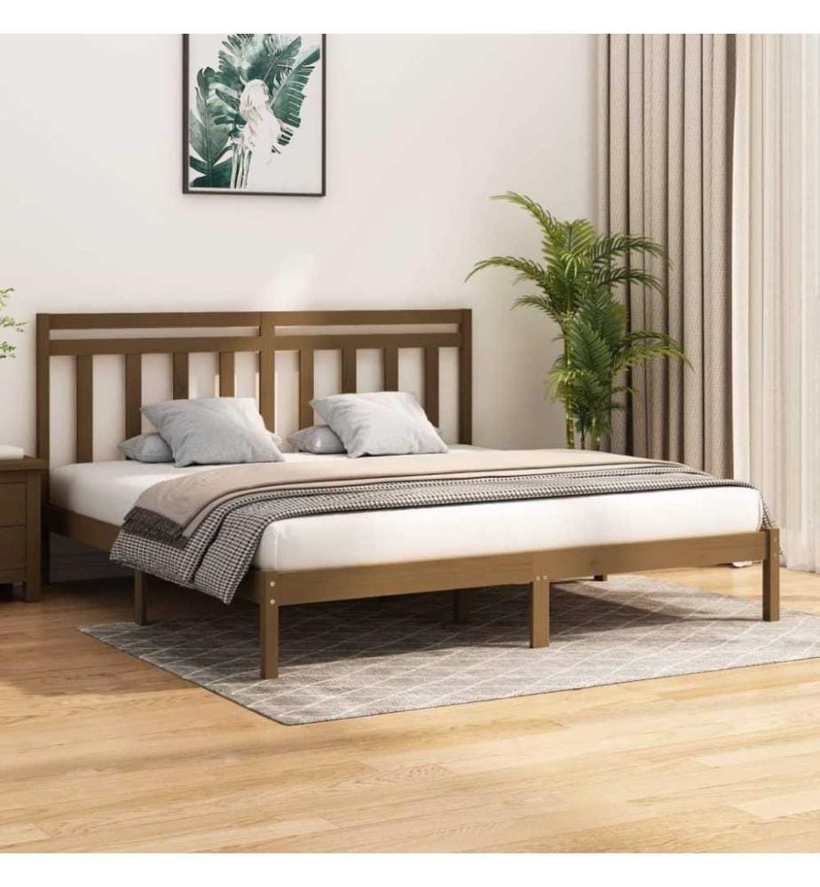 Cadre de lit Marron miel Bois massif 200x200 cm