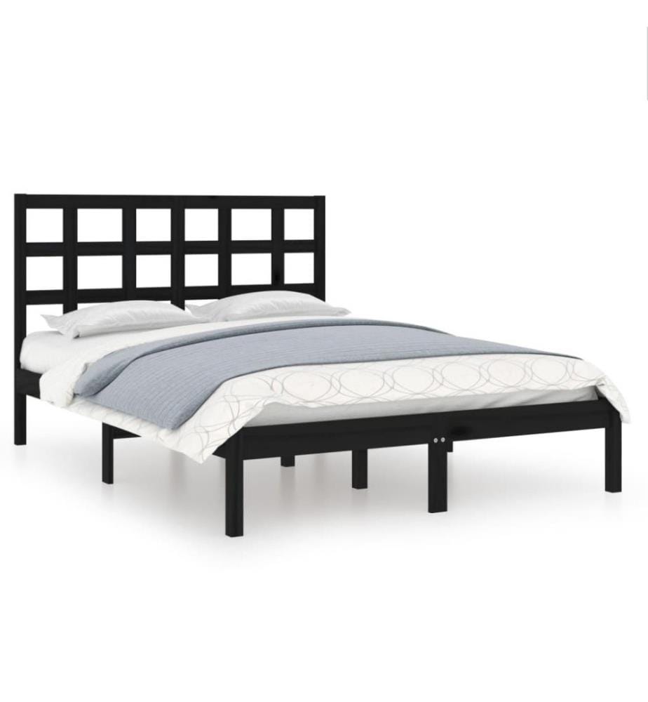 Massivholzbett Schwarz 140x190 cm
