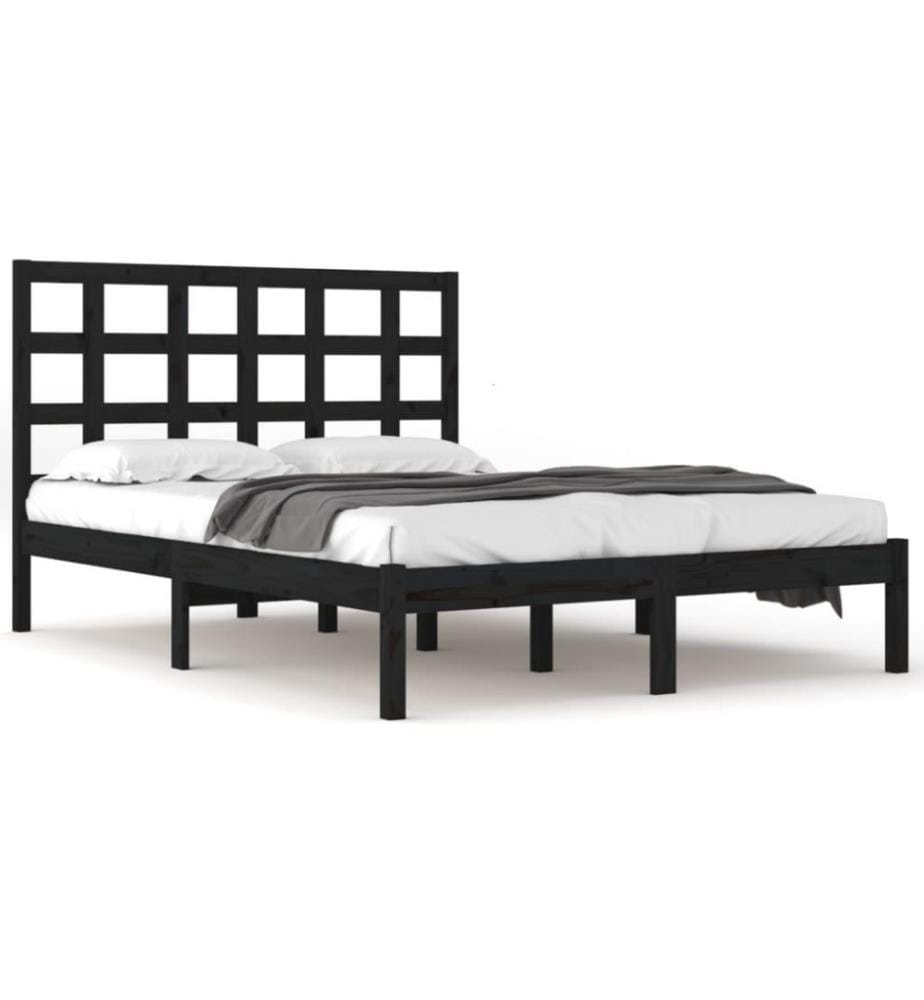 Massivholzbett Schwarz 200x200 cm
