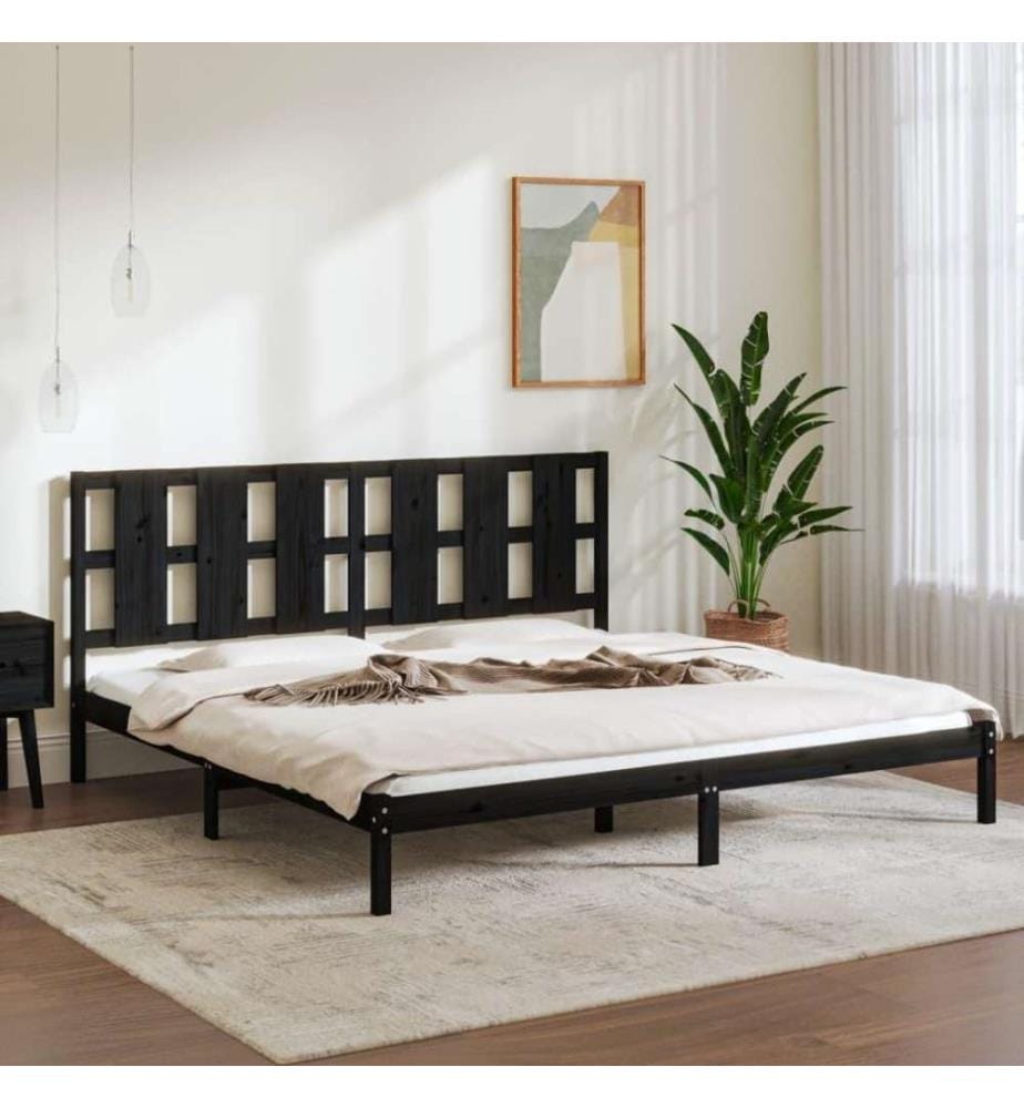Massivholzbett Schwarz Kiefer 200x200 cm
