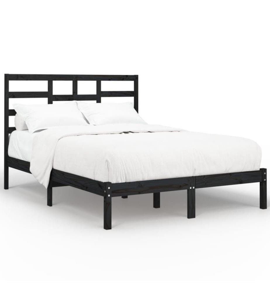 Massivholzbett Schwarz 140x190 cm