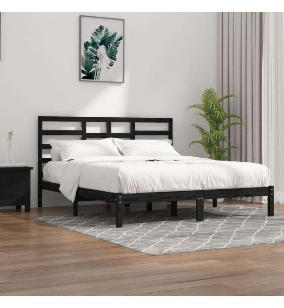Massivholzbett Schwarz 200x200 cm