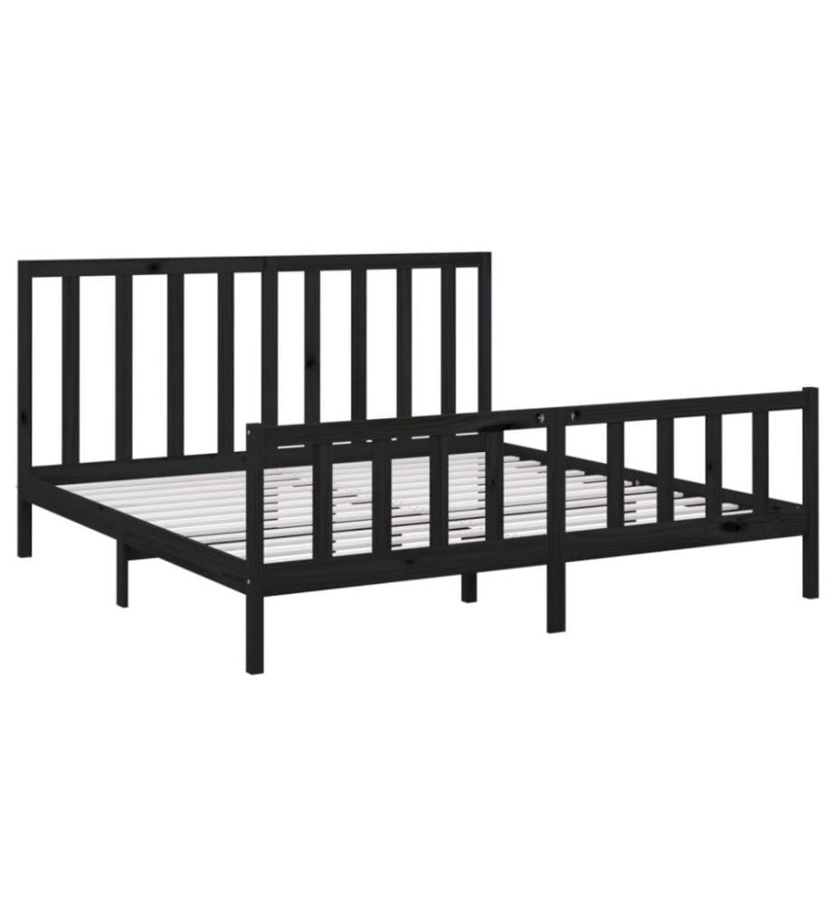 Cadre de lit Noir Bois de pin massif 180x200 cm Super King