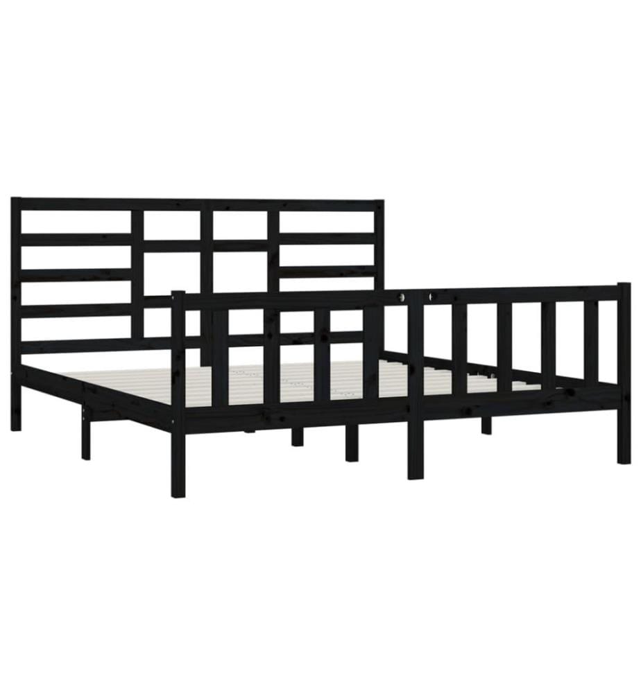 Cadre de lit Noir Bois massif 180x200 cm Super King