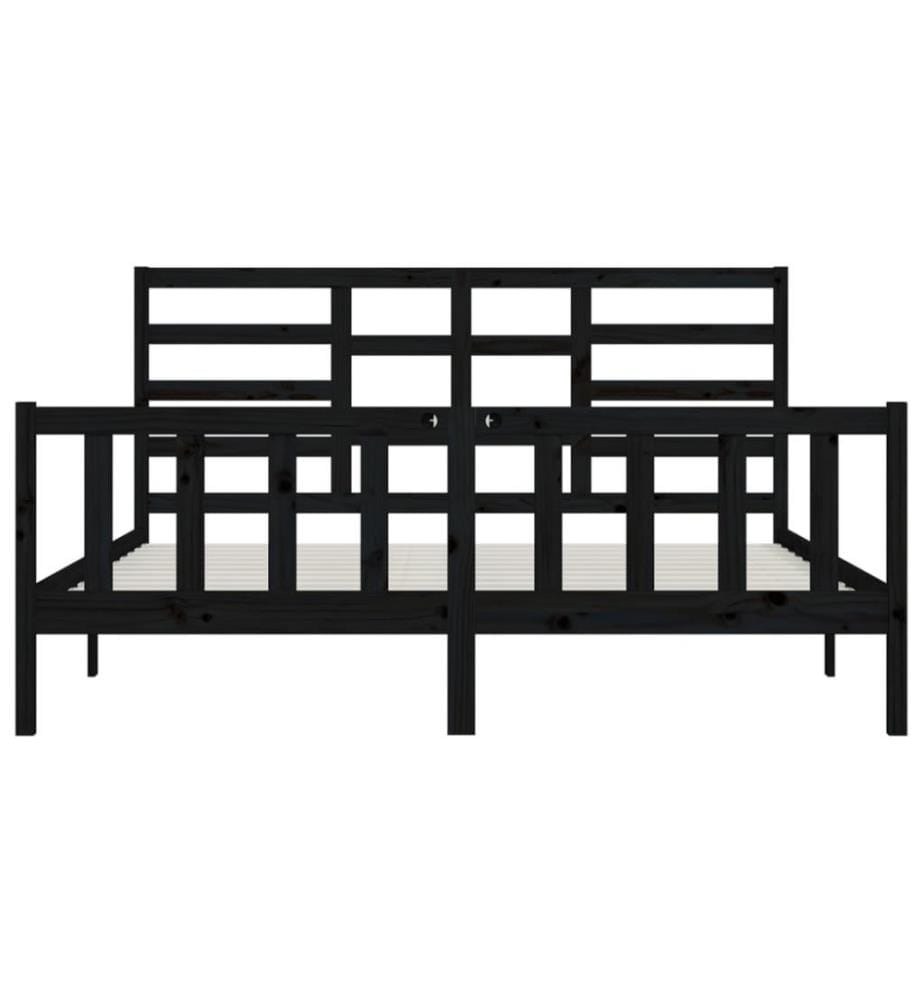 Cadre de lit Noir Bois massif 180x200 cm Super King