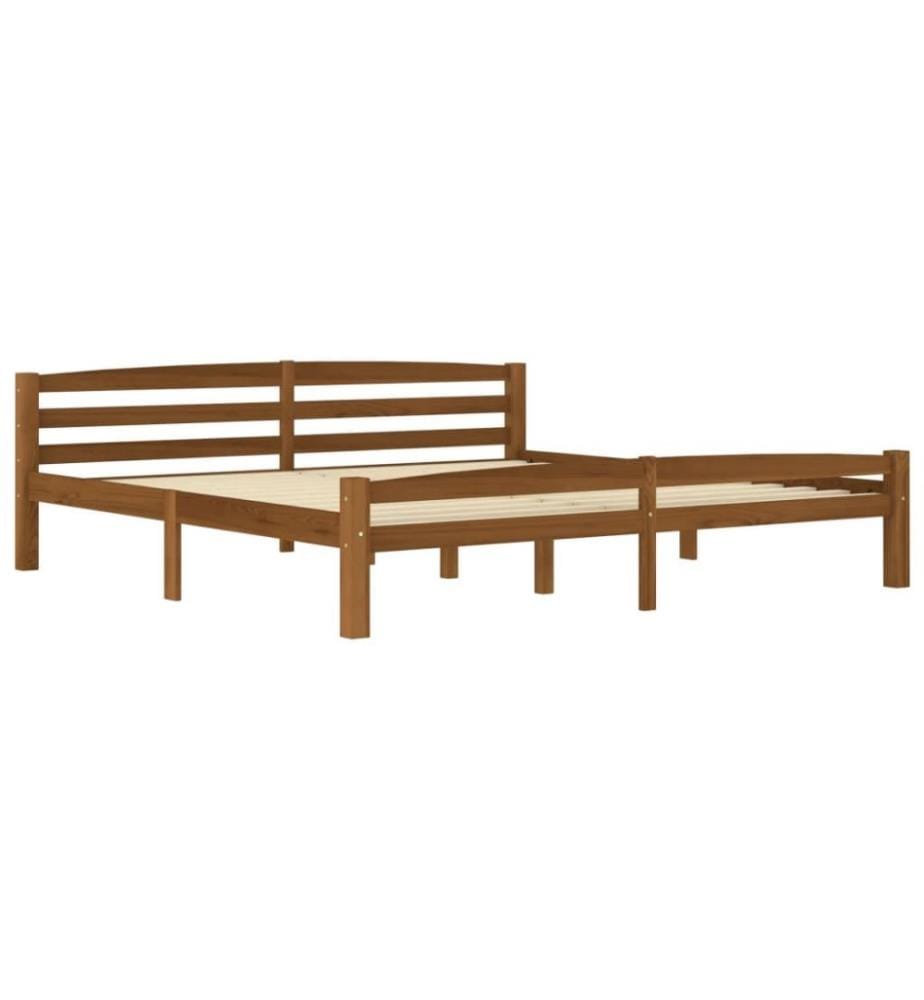 Cadre de lit Marron miel Bois de pin massif 200x200 cm