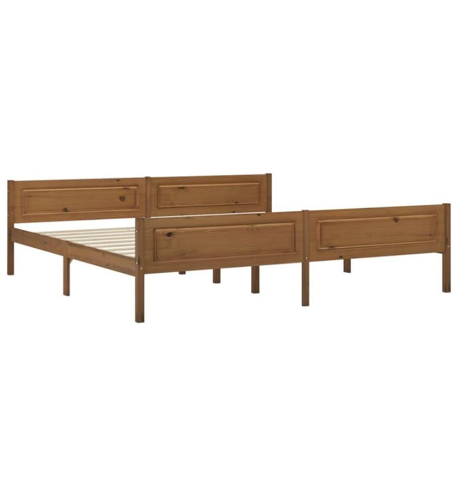 Cadre de lit Bois de pin massif Marron miel 200x200 cm