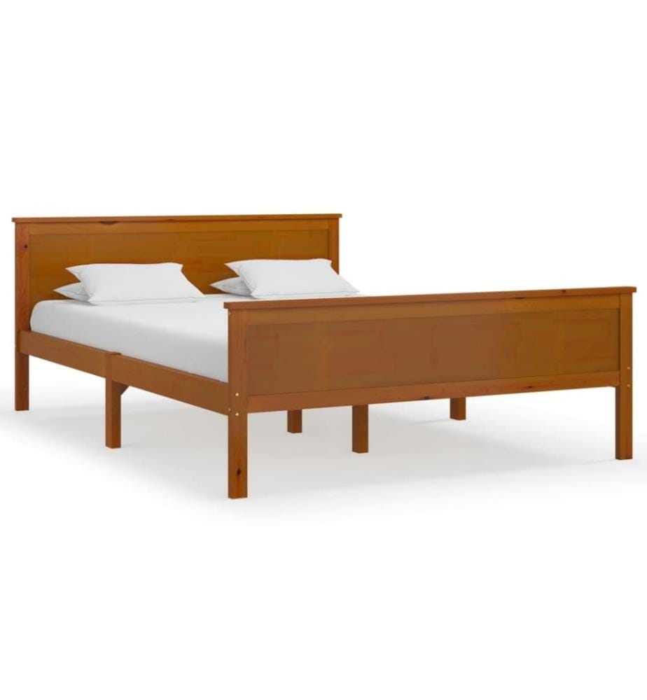 Cadre de lit Marron miel Bois de pin massif 120x200 cm