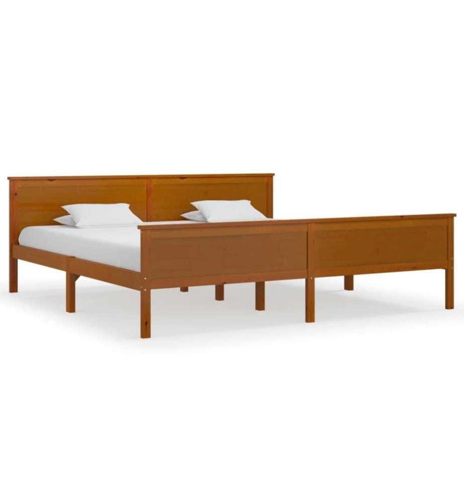 Cadre de lit Marron miel Bois de pin massif 200x200 cm