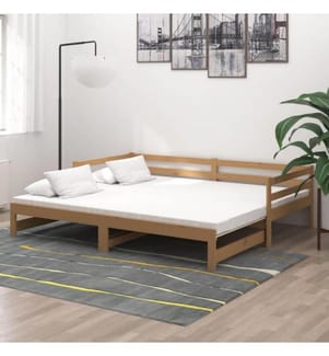 Tagesbett Ausziehbar Honigbraun Massivholz Kiefer 2x(90x200) cm