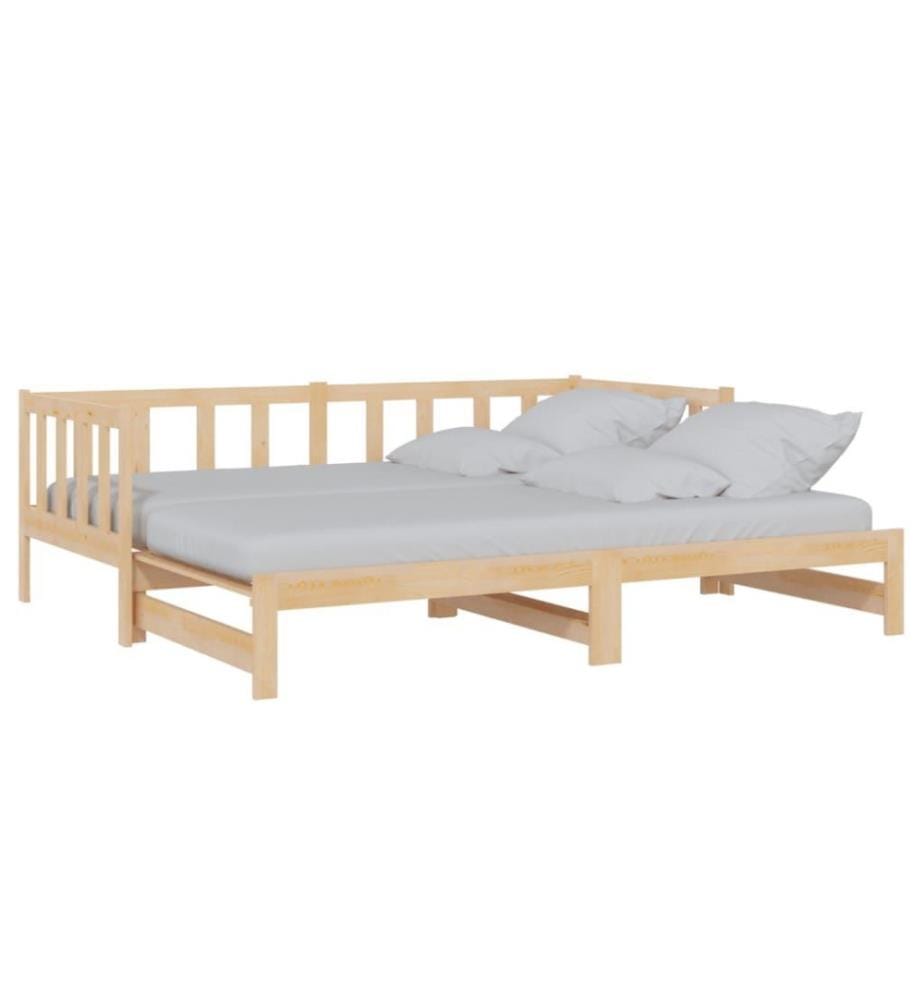Lit coulissant Bois de pin massif 2x(90x200) cm