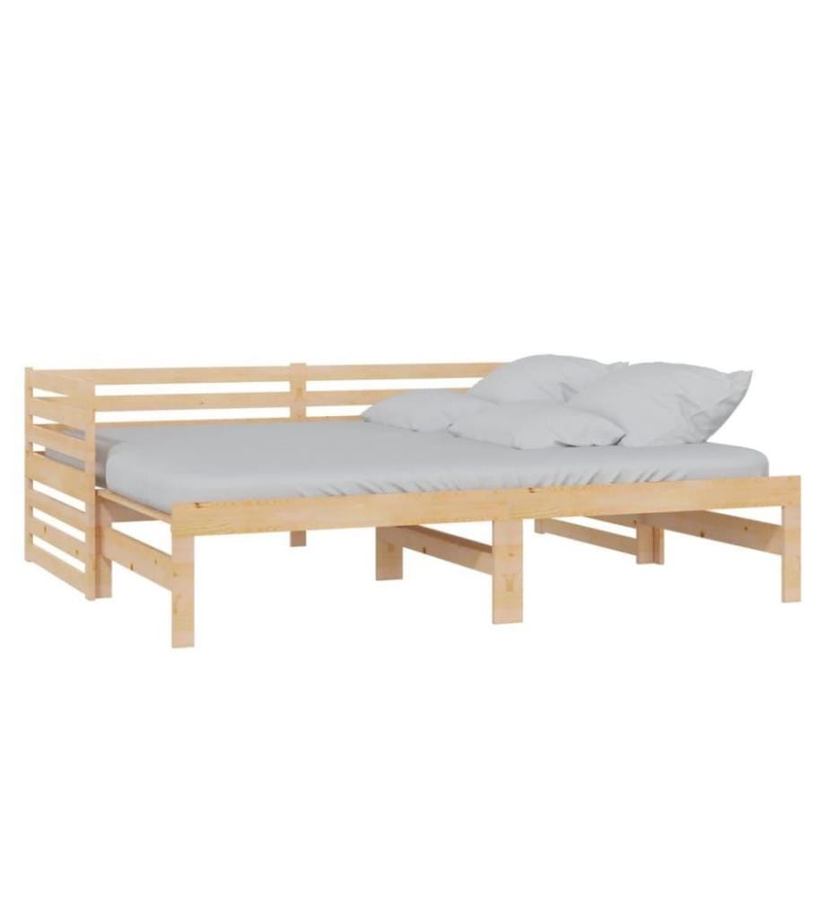 Lit coulissant Bois de pin massif 2x(90x200) cm