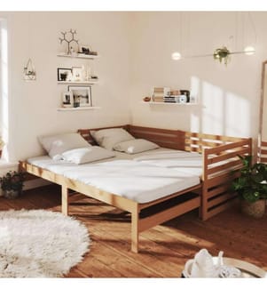 Tagesbett Ausziehbar Honigbraun Kiefer Massivholz 2x(90x200) cm