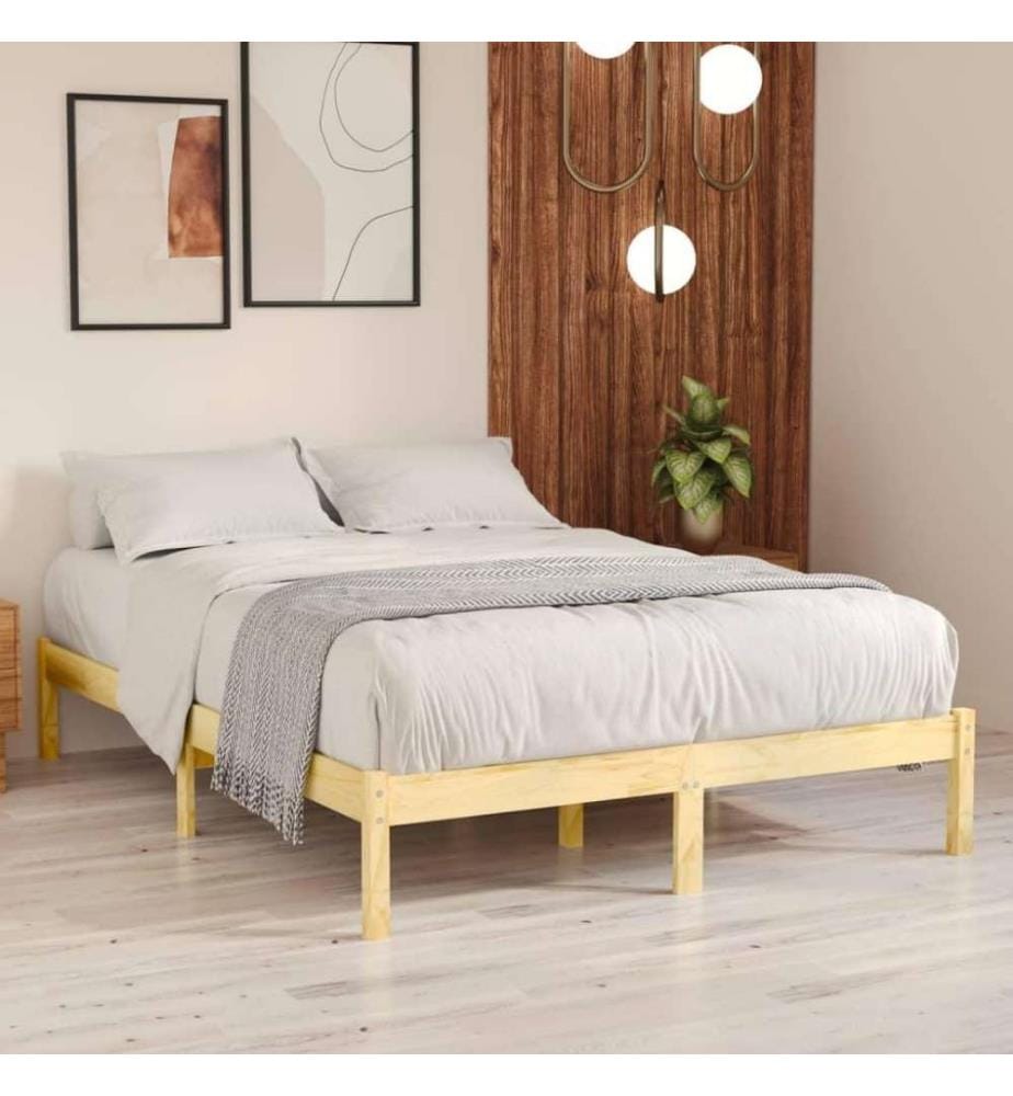 Cadre de lit Bois de pin massif 140x190 cm