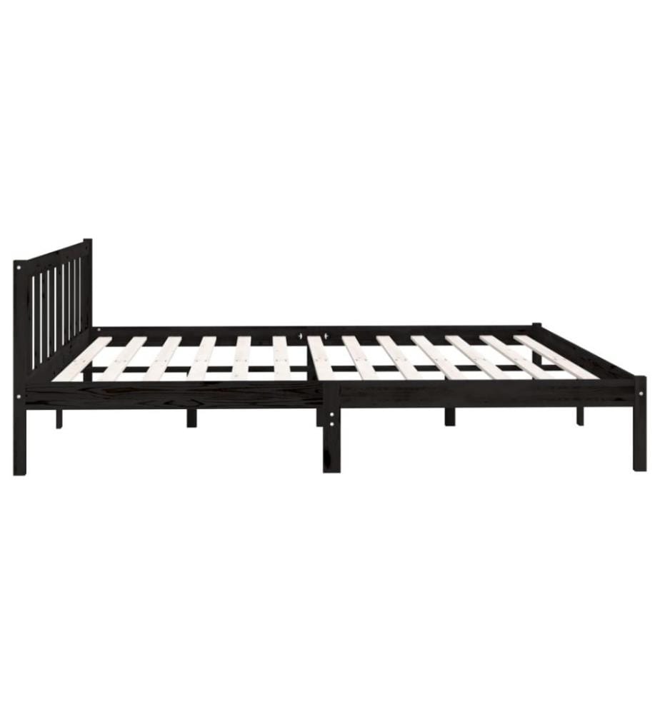 Cadre de lit Noir Bois de pin massif 180x200 cm Super King