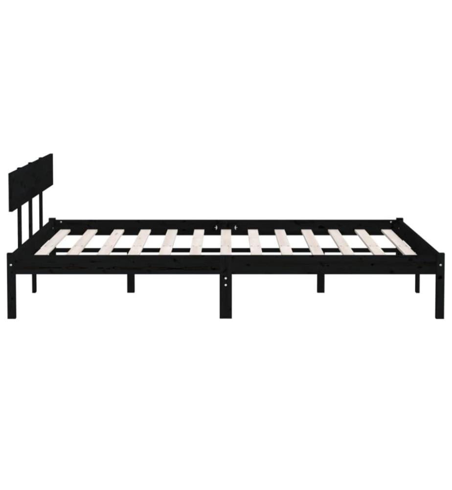 Cadre de lit Noir Bois de pin massif 180x200 cm UK Super King