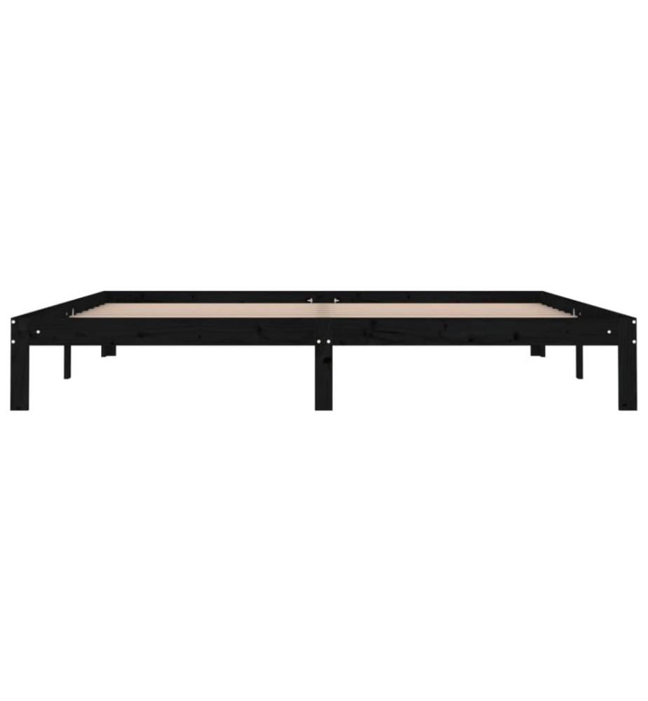 Cadre de lit Noir Bois de pin massif 200x200 cm