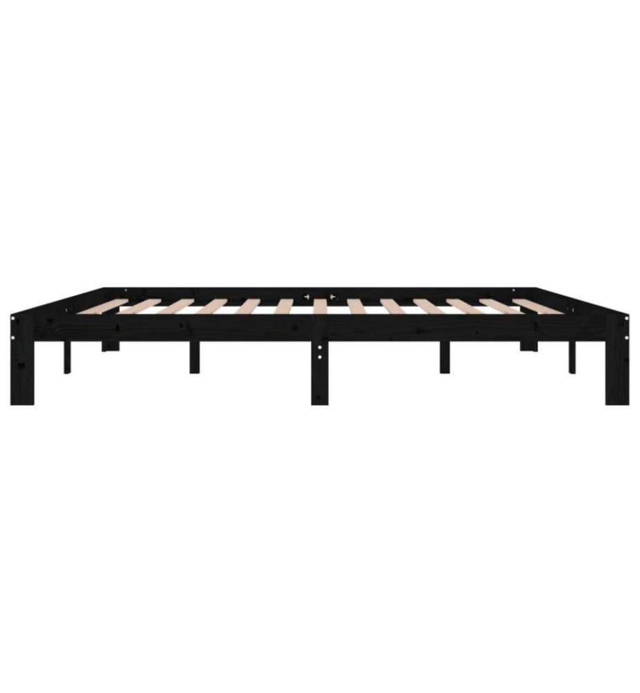 Cadre de lit Noir Bois de pin massif 200x200 cm