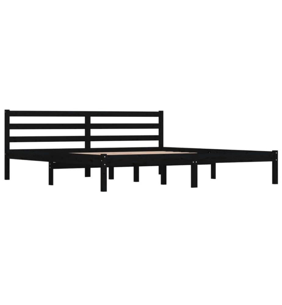 Cadre de lit Bois de pin massif 180x200 cm Noir Super King