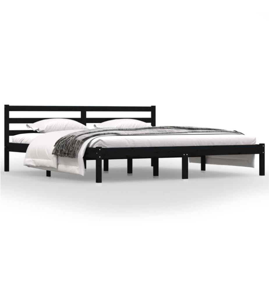 Cadre de lit Bois de pin massif 180x200 cm Noir Super King