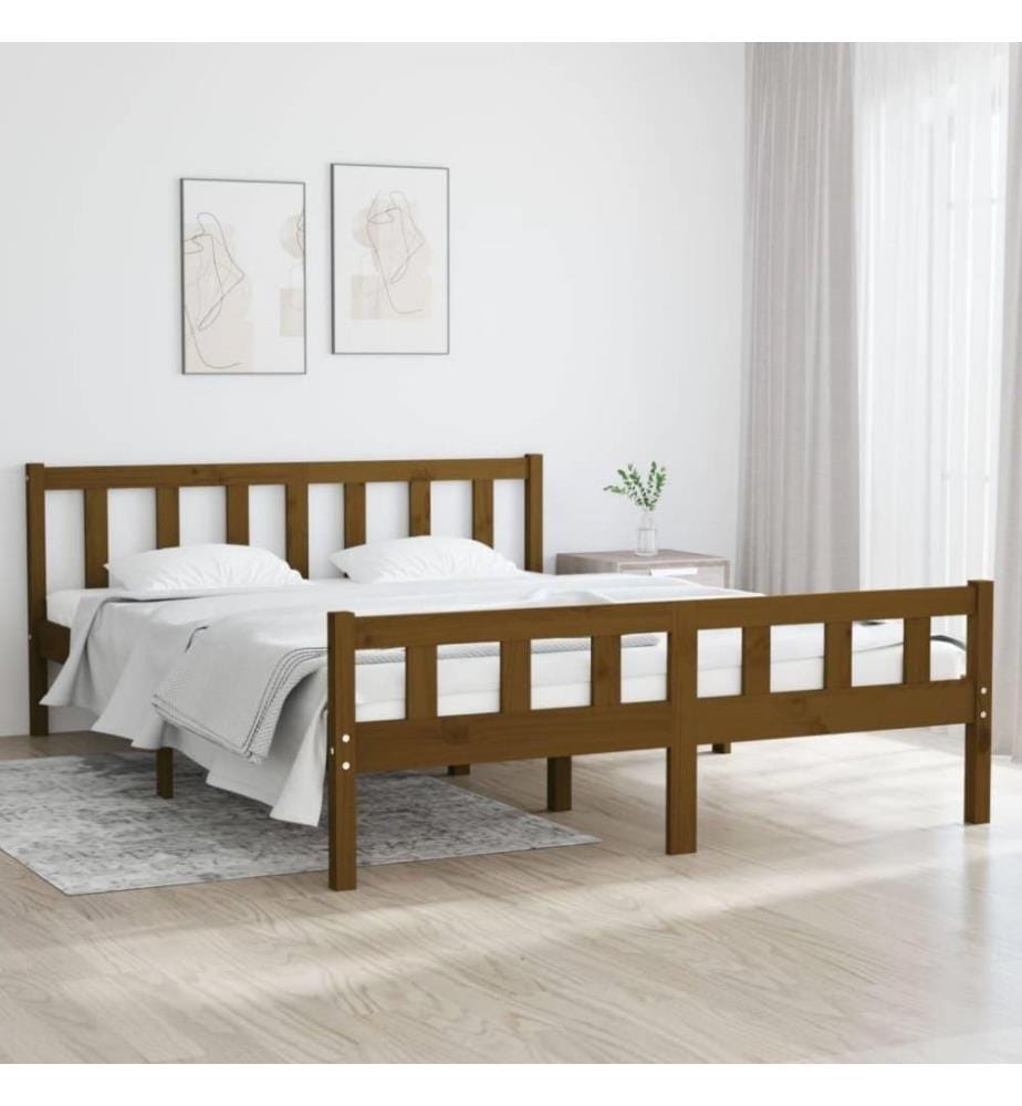 Massivholzbett Honigbraun 150x200 cm 5FT King Size